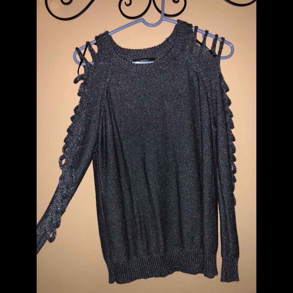 Gray and Silver Knit Sweater